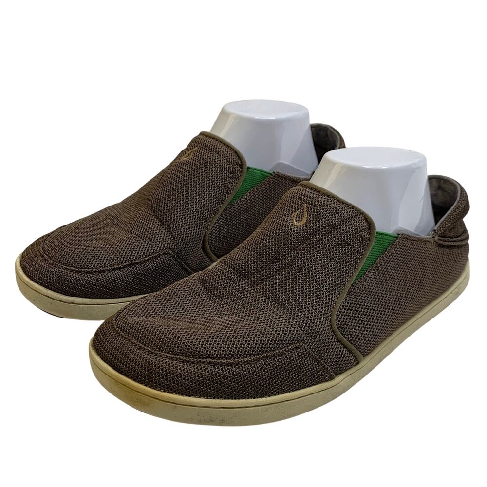 OluKai Nohea Mens 8.5 Mesh Brown Sneakers Slip On Collasible Heel Shoes Beach